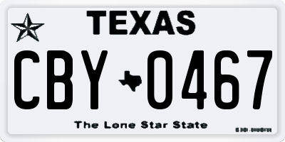 TX license plate CBY0467
