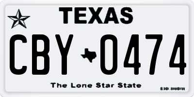 TX license plate CBY0474