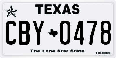 TX license plate CBY0478