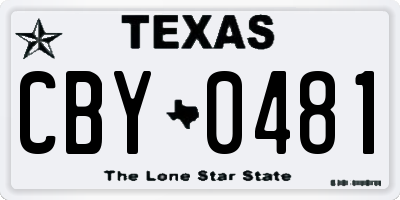 TX license plate CBY0481