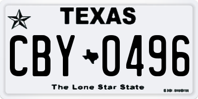 TX license plate CBY0496