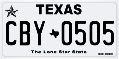 TX license plate CBY0505