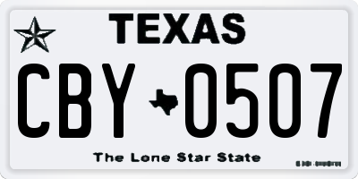 TX license plate CBY0507