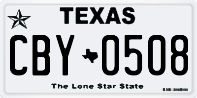 TX license plate CBY0508