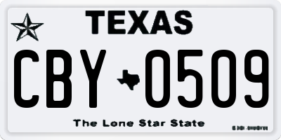 TX license plate CBY0509