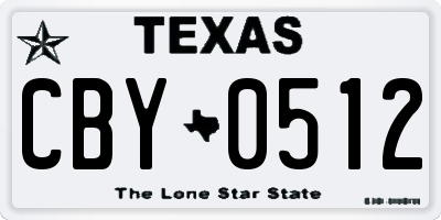 TX license plate CBY0512
