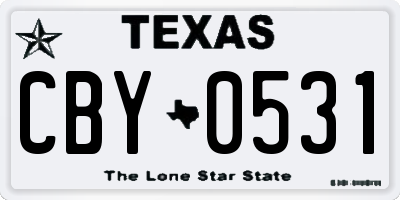 TX license plate CBY0531