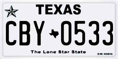 TX license plate CBY0533