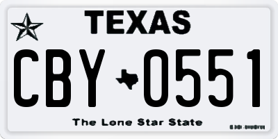 TX license plate CBY0551