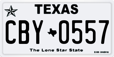TX license plate CBY0557
