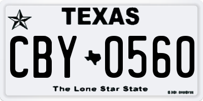 TX license plate CBY0560