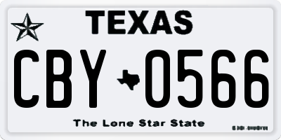 TX license plate CBY0566