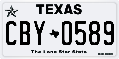 TX license plate CBY0589