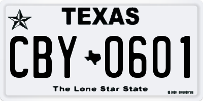 TX license plate CBY0601