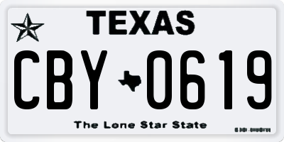 TX license plate CBY0619