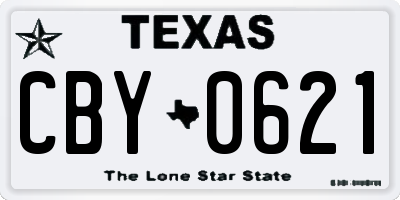 TX license plate CBY0621