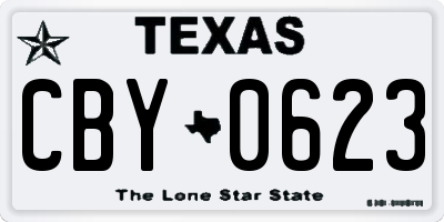 TX license plate CBY0623