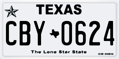 TX license plate CBY0624
