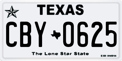 TX license plate CBY0625