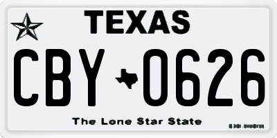 TX license plate CBY0626