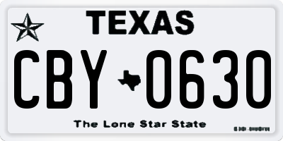 TX license plate CBY0630