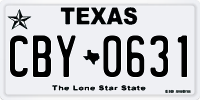 TX license plate CBY0631