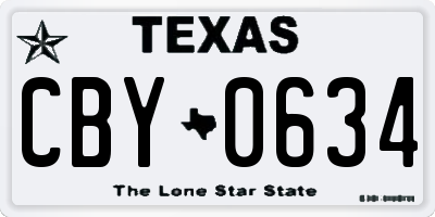 TX license plate CBY0634