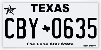 TX license plate CBY0635