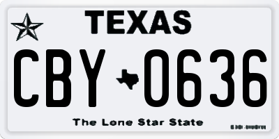 TX license plate CBY0636