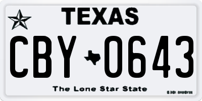TX license plate CBY0643