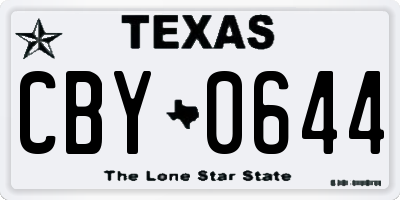 TX license plate CBY0644