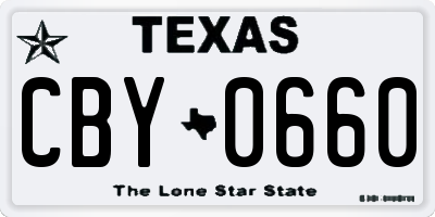TX license plate CBY0660