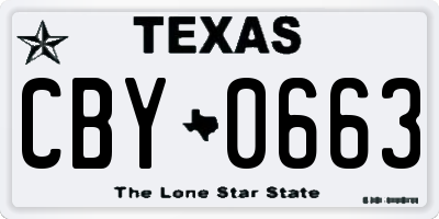TX license plate CBY0663