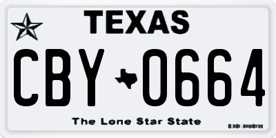 TX license plate CBY0664