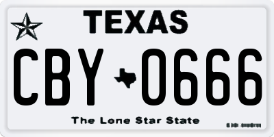 TX license plate CBY0666