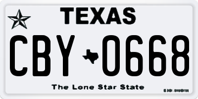 TX license plate CBY0668