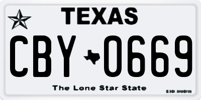 TX license plate CBY0669