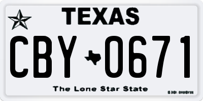 TX license plate CBY0671
