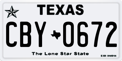 TX license plate CBY0672