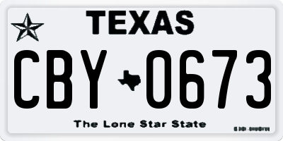 TX license plate CBY0673