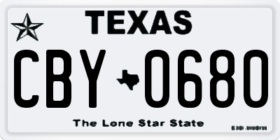 TX license plate CBY0680