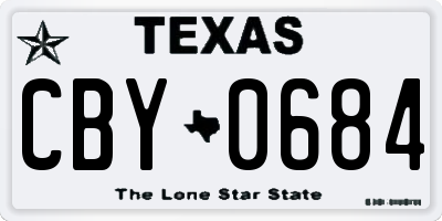 TX license plate CBY0684
