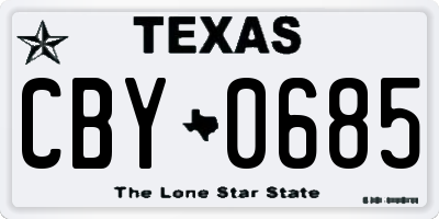 TX license plate CBY0685