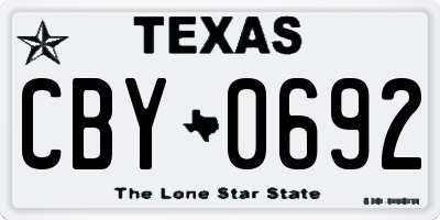 TX license plate CBY0692