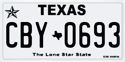 TX license plate CBY0693