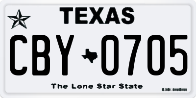 TX license plate CBY0705