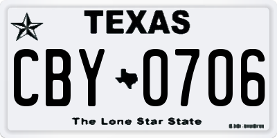 TX license plate CBY0706