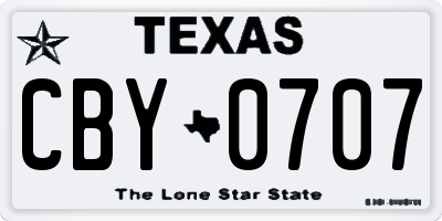 TX license plate CBY0707
