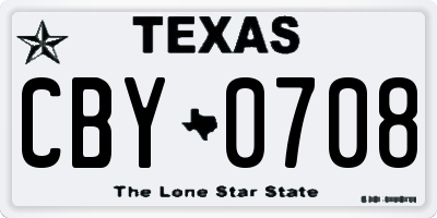 TX license plate CBY0708