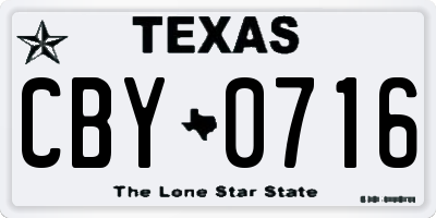 TX license plate CBY0716